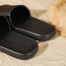 2024 Summer Fashion Patent Vegan Leather Fashionable Unisex EVA Slippers, Soft Comfortable Lightweight Non-Slip Slides For Home, Bathroom, Beach, Minimalist Design