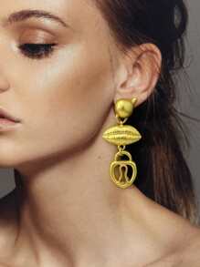 1 par de aretes de mujer con estilo vintage, aretes tipo gota con diseño de ojo del diablo en color mate y acabado vintage francés para damas