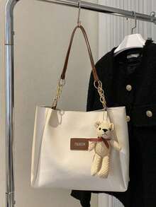 时尚大容量手提包，配PU链条肩带和配件 - 彩色 - 查看 5