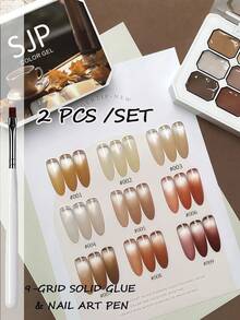 一套Y2K果冻指甲油套装，固体凝胶指甲油调色盘，4/5/9色柔滑乳霜套装，红色和黑色、粉色、绿色，配有美甲刷，持久固体凝胶指甲油，高光泽多色凝胶指甲油，凝胶指甲油颜色，适合情人节美甲、法式美甲、美甲艺术，需要底油和封层，UV凝胶指甲油 - 彩色 - 查看 3