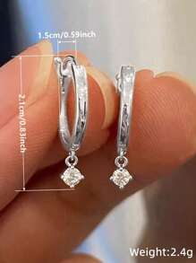 1 Pair Elegant Cubic Zirconia Waterdrop Earrings For Teens, Suitable For Daily Decoration, Party Jewelry Or Birthday Gift