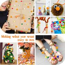 200 个橙黄色绒球 1 英寸工艺绒球艺术和工艺品用品，含 100 个活动眼珠，适用于 DIY 工艺品项目家居装饰