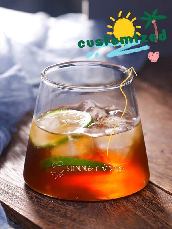 1pc Customizable Whiskey Glass, Can Customize Your LOGO/Text, Cold-Resistant, Mount Shape, High Borosilicate Glass, 250ml, Ideal Gift For Parents/Friends/Family, Great For Birthday/Valentine's Day/Anniversary