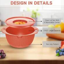 4-1 Colander With Bowl Set - Pasta Strainer - Colander For Kitchen - Strainers And Colanders Rice Strainer Fruit Cleaner Veggie Wash Sink Strainer Kitchen Essentials - Orange - Burnt Orange - View 9