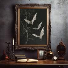 1 tấm áp phích in, tranh vải nghệ thuật treo tường hình con dơi và hoa hồng cổ điển Gothic thanh lịch để trang trí nhà cửa, phòng khách, phòng ngủ, quán cà phê hoặc văn phòng, một món quà lý tưởng, có khung - Nhiều màu - Xem 8