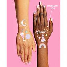 Xo Fetti Pastel Rainbow Temporary Tattoos 50 Iridescent Foil Styles Preppy Birthday Party Supplies  Party Favors Party Vibes Only6eds2 - Birthday - View 4
