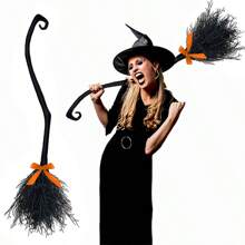 1 peça decoração de vassoura de bruxa para festa de fim de ano cosplay fantasia de plástico acessórios de vassoura mágica de bruxa halloween