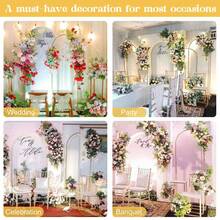 1个稳固的金色金属拱形背景架，气球拱门框架，婚礼仪式拱门，适用于生日派对、新娘送礼会、周年纪念日、情人节、毕业典礼、单身派对、伴娘礼物、父亲节、万圣节装饰及礼物、婚礼宾客回礼、生日派对装饰、婚礼用品 - 金色 - 查看 11