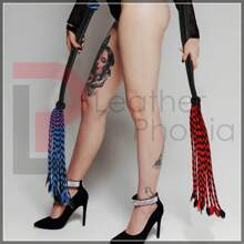 2-Pack Genuine Cowhide Thick Leather Floggers - 9 Tails Each With Heavy Thuddy Impact