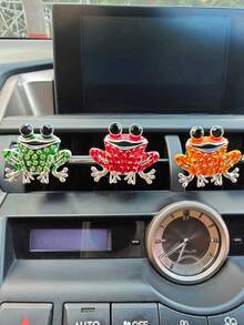 1/3 件可爱水钻青蛙汽车出风口夹香薰扩散器装饰，水钻汽车内饰配件，空气清新剂装饰礼物