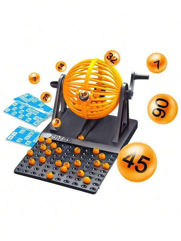 Nueva máquina giratoria de lotería tipo bingo clásico familiar con 90 números y 12 tarjetas
