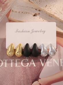 6pcs/Set Classic And Fashionable Multicolor Teardrop Stud Earrings For Women, Ideal For Dating, Vacation, Daily Wear And Gift Jewelry