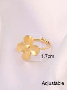 1 pieza Anillo abierto de trébol de cuatro hojas de acero inoxidable para mujeres, joyería impermeable con baño de oro de 18K y flor ajustable