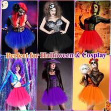 Tutu For Women Adults 5 Layered Tulle Skirt Halloween Tutu Skirts For Women 80S Tutu Adult Tutus Fluffy Skirt Running - 亮粉色(15.7吋長) - 查看 9