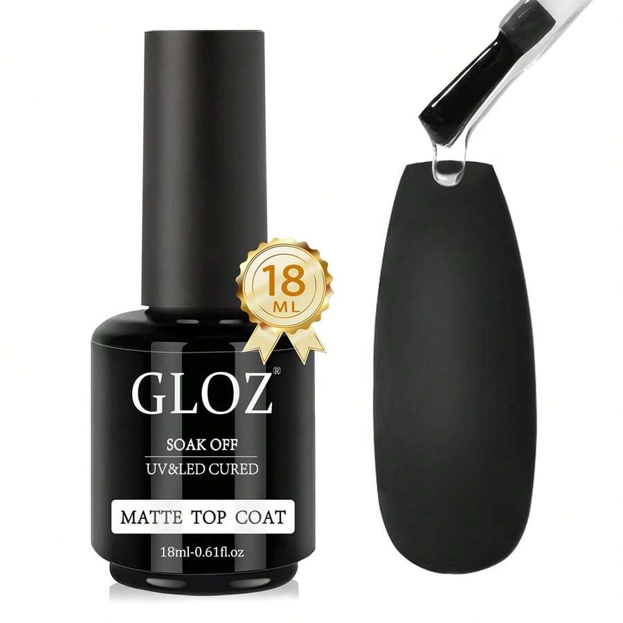 GLOZ 18ml Matte Gel Nail Polish Top Coat, No Wipe Gel Top Coat, Removable Matte Effect, Long-Lasting, DIY Gift, Home Manicure Salon - 無色 - 查看 1