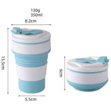 Tazas plegables y portátiles de silicona para café y agua, con tapa a prueba de fugas, para camping al aire libre y viajes