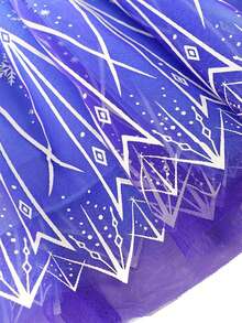 女童蓝色亮片拼接多层薄纱泡泡袖连衣裙，搭配皇冠、魔法棒、雪花项链和手链配饰，休闲连衣裙，适合外出、聚会、生日派对和其他活动。 - 藍色 - 查看 6