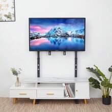 Extra Large Floor TV Stand TV Mount Adjustable Height Free Standing Home-Office - Black - View 2