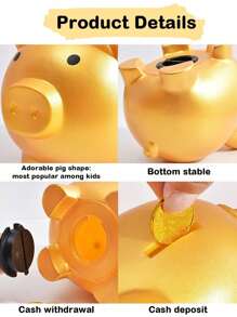 1pc Custom Name Piggy Bank For Kids/Boys/Girls , Personalized Kids Piggy Bank, Customized Unbreakable Piggy Bank, Customizable Plastic Money Bank, 3 Sizes, Pink/Blue/Gold