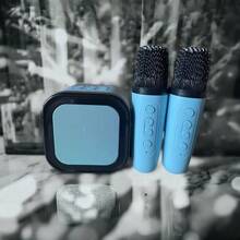 全新热销 K12 蓝牙音箱便携式家用可爱卡拉 OK 迷你无线音响带麦克风 K 歌家庭唱歌机带 2 个麦克风 - 白色 - 查看 12
