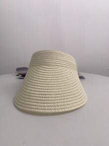 1 件可折叠草编遮阳帽，波西米亚风格宽边编织太阳帽，户外旅行沙滩防晒帽，夏季女士可折叠帽子 - B - 查看 6