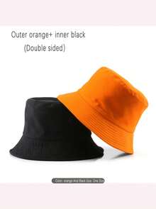 1 件男女通用双面纯色户外太阳帽，时尚防晒渔夫帽 - 彩色 - 查看 13