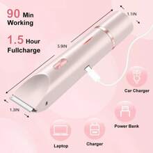 Elektrischer Rasierer für Frauen, 2-in-1 Elektrorasierapparat für Beine, Arme, Gesicht und Schambereich für Frauen, kabellose Bikini-Trimmer zur Haarentfernung mit abnehmbarem Kopf, schmerzlos, nass & trocken, tragbarer batteriebetriebener Elektrorasierer Epilator & Augenbrauentrimmer für Frauen - Miniatur Gesichtshaarentfernungsgerät für Gesicht und Körper, tragbarer elektrischer Epilator Augenbrauenformungsgerät, Mini-Gesichtshaarentferner, Damenrasierer Batterie: 400 mAh