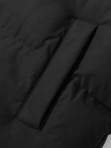 Manteau d'hiver casual pour hommes, doublé thermique matelassé, fermeture éclair avant, doublure en peluche, capuche amovible, tissu épais, manteau à manches longues pour l'hiver - Noir - Voir 6