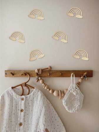 6 Pieces Of Modern Wooden Sweet Dream Cloud Wall Stickers - Pre Pasted Nursery Wall Decorations With Cloud Patterns -1 Piece Set