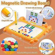 1 pieza Tablero magnético de dibujo para niños - Rompecabezas de arte de puntos coloridos con bolígrafo de estilo, juegos de clasificación de colores y juguete sensorial, forma de cangrejo y conejo, juguete educativo STEM para niños de 3 a 6 años, tableta para dibujar portátil, regalos de cumpleaños para niños y niñas