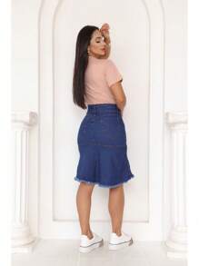 Saia jeans evangélica evase