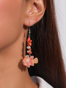 1 Set de aretes de peces payaso de moda con ganchos, personalizados, sencillos, pequeños, para uso diario, playa, citas