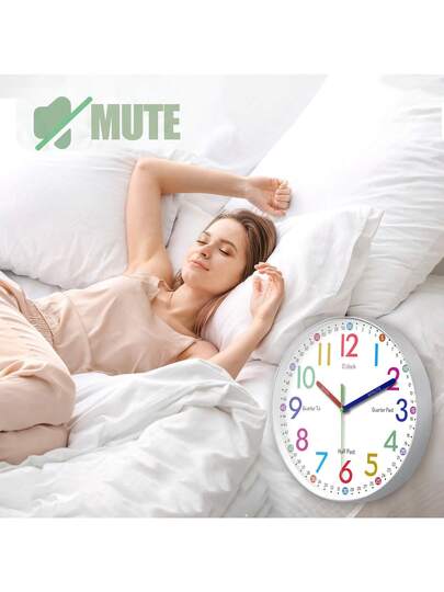 1pc ful Numeric Teaching Wand Clock, Learn To Tell Time, 12 Inch Round Silent Learning Battery Powered, Living Room, Bedroom, School, Classroom, Training Ideal Teacher (Batteries Not Included) Home Room view 8