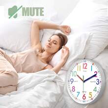 1 Đồng hồ treo tường dạy học số nhiều màu, học cách xem giờ, đồng hồ học tập tròn 8-12 inch không phát ra tiếng ồn, chạy bằng pin, thích hợp cho phòng khách, phòng ngủ, trường học, lớp học, phòng đào tạo, quà tặng lý tưởng cho giáo viên (không bao gồm pin) - Nhiều màu ET102 - Xem 9