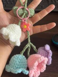 1pc Handmade Crochet Bell Orchid Flower String Keychain Bag Decorative Clasp, Fashion Girl's Backpack Pendant Lovely Flower Backpack/Schoolbag/Purse Pendant, School Supplies Teacher Gifts Back To School Supplies Teacher Accessories Back To School Supplies Gifts For Teachers Crocheted Flower Trinket Gift For Women In Summer - Multicolor - View 11