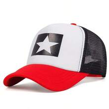 1pc Men's Star Print Baseball Cap, Adjustable Five-Pointed Star Trucker Hat, Casual Mesh Cap For Spring, Autumn, Outdoor, Travel, Beach, Party - Multicolor - View 13