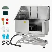 Electric Lift Dog Washing Station, 50 Inch Professional Stainless Steel Pet Grooming Tub W/ PE Water Filter Board, Faucet & Showerhead Dog Bathtub Washing Sink For Multiple Pets (Right Door) - US A Type Plug(110-127V) - View 8