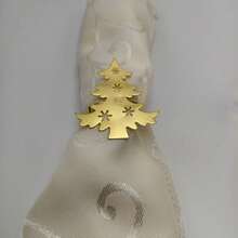 Anillos para servilletas de árbol de Navidad de metal hueco premium, portaservilletas sencillos, disponibles al por mayor