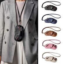 Portable Sunglasses Storage Bag Glasses Case Hanging Neck PU Leather Glasses Holder Protective Sleeve With Lanyard Sunglasses Pouch