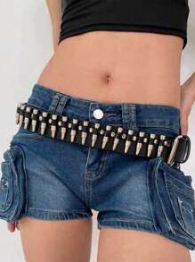 3/2/1皮带新款美式时尚子弹镶嵌腰带女装个性朋克装饰腰带ins网红风格礼物送父母朋友情侣情侣款