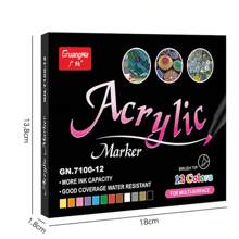 12/24/36/48/60/100 Farben Acryl Markerset, kreative DIY Bastelkunstbedarf, ideal für Papier, Glas, Holz, Stein und Keramikmalerei und -gestaltung, tolles Geschenk für Freunde, Schulmaterial, Schulanfang