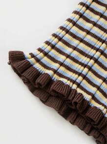 ملابس علوية تريكو مضلع بألوان مسدود الأكمام قصير الأكمام للنساء من سيرين، بتصميم ضيق مناسب للارتداء اليومي والشارع والتنقل، بأسلوب عصري Y2K، ملابس شارع، أنماط رجعية