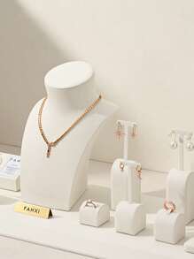 Oirlv All White Jewellery Display Set Shop Cabinet Display Props Necklace Display Bust Watch Ring Earrings Bracelet Decorative Stand