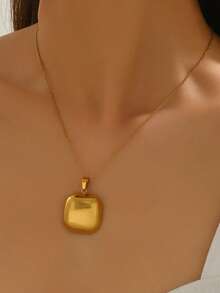 1 套女士时尚不锈钢闪亮几何设计首饰套装，适合女性通勤风格 - 金黃色 - 查看 7