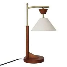 MERAX Bedside Bedroom Nightstand Desk Lamp Bedroom Study Lamps Wood Creative Lights Led Eye Protection Reading Living Room, Brown Solid Wood Base With Elegant Cone Linen Shade 110V - 查看 4