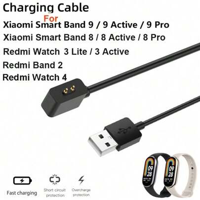 USB Magnetic Charger Compatible With Xiaomi Mi Band 8 / 8Pro / 8 Active / 9 / 9Pro / 9 Active Charging Cable For Redmi Watch 4/5 Active/Lite Smartwatch Charging Wire