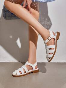 Women's Sandals Flat Ladies Sandals Wedding Summer Strappy Sandals - White - View 2
