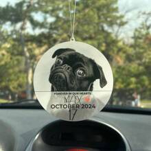 1PC Customized Valentine's Day Couple Photo Car Pendant - Personalized Rearview Mirror Pendant, Can Add Name/Anniversary/Photo, Suitable As A Wedding Anniversary, Engagement Or Holiday Gift For Lovers, Romantic "MY LOVE" Creative Car Interior Decoration