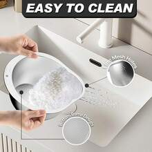 Rice Washer - Rice Washer Strainer Bowl - Rice Drainer Strainer - Fine Mesh Colander - Rice Cleaner Strainer - Colander Bowl For Rice Veggie Fruit Beans - Silver - Silver - View 8