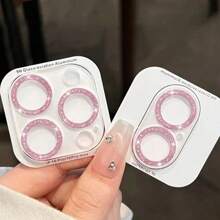 1 pieza Protector de lente de cámara con brillo de lujo compatible con iPhone 16 Pro Max Plus 15 14 5G Apple, película de lente con brillo de color caramelo dopamina, aplicable a protección diaria, oficina, cubierta de cámara de teléfono doméstico, a prueba de agua, a prueba de golpes, resistente a caídas, resistente a arañazos, antihuellas dactilares, cobertura completa